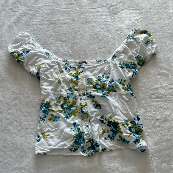 Free People Close to You Ivory Floral Print Top - Picture 3 of 8